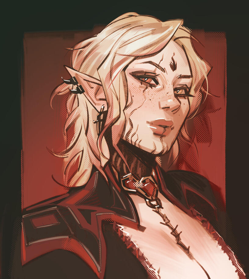 Bust portrait order of an elf woman.