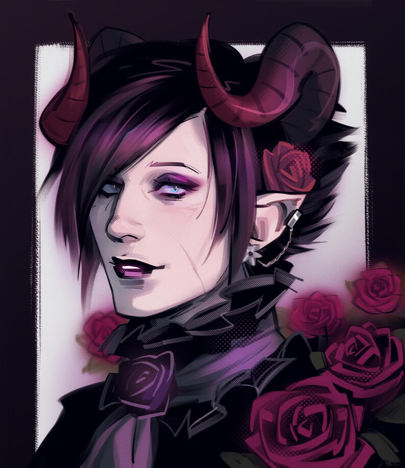 Bust portrait order of an elf man.