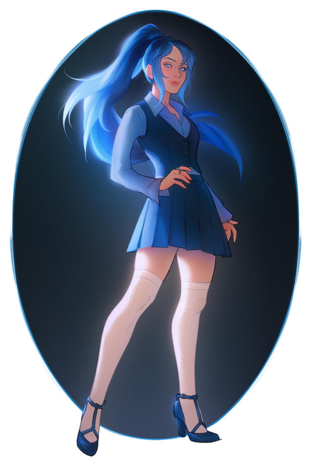 Full body portrait order of a young human woman.